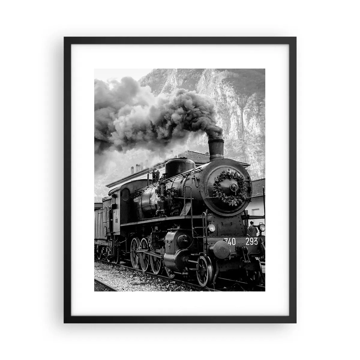 Pôster com moldura preta - À espera na estação... - 40x50 cm