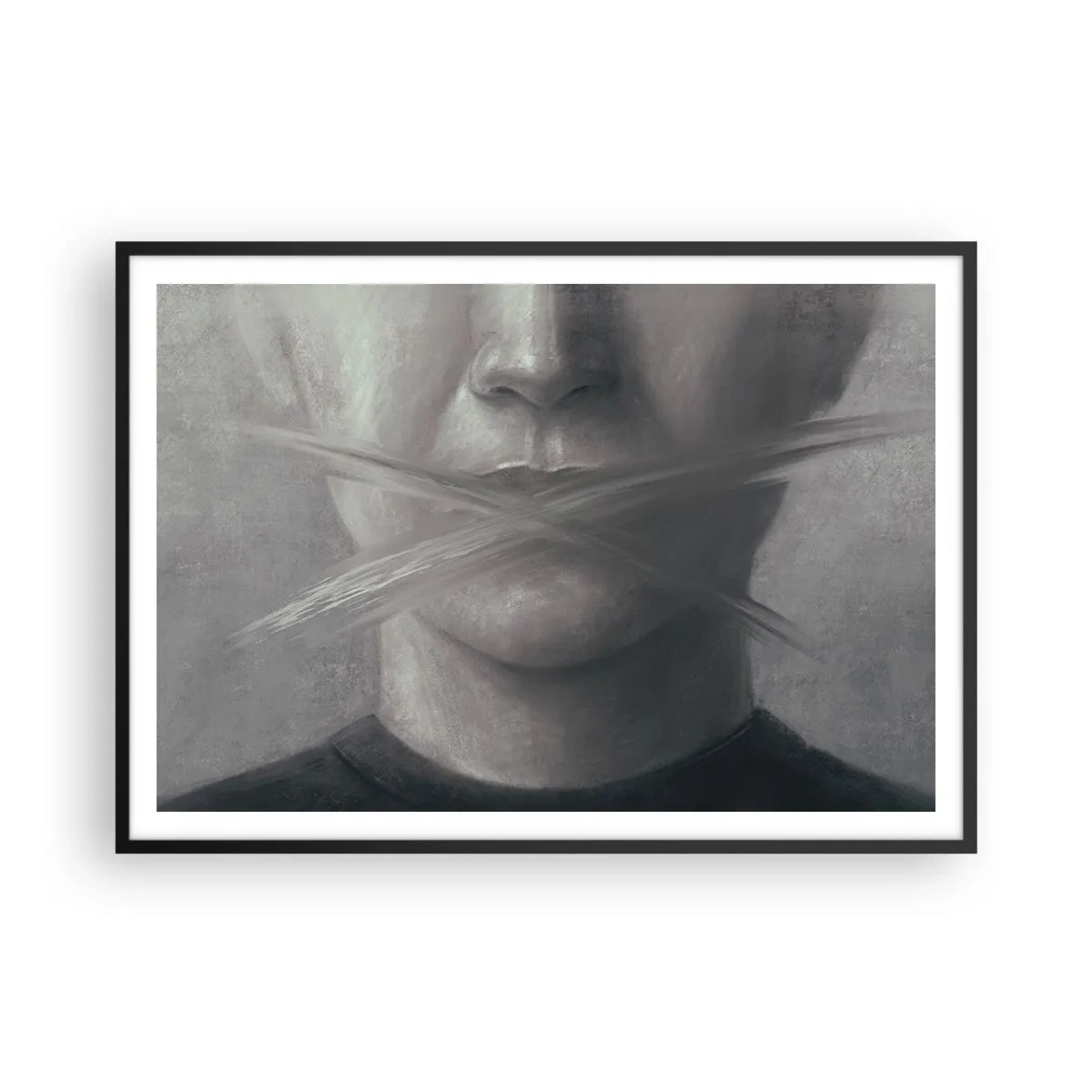 Pôster com moldura preta - Nem uma palavra - 100x70 cm