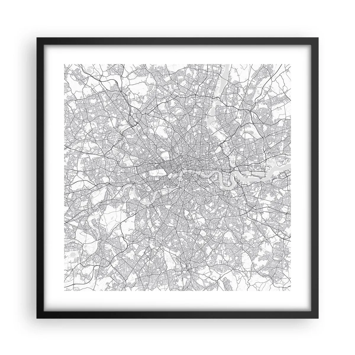 Pôster com moldura preta - Mapa do labirinto de Londres - 50x50 cm