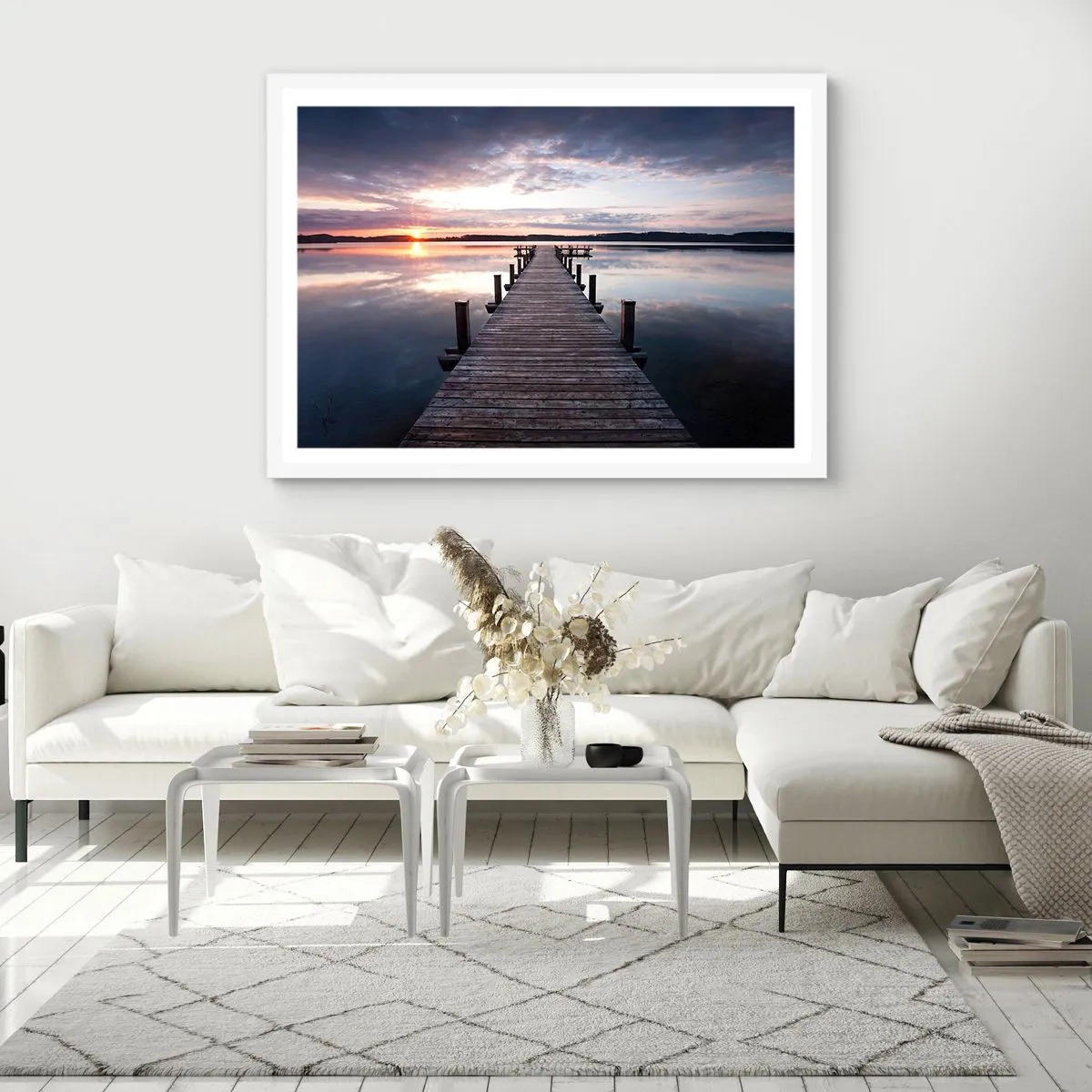 Pôster em moldura branca - A tranquila fronteira do dia e da noite - 50x40 cm