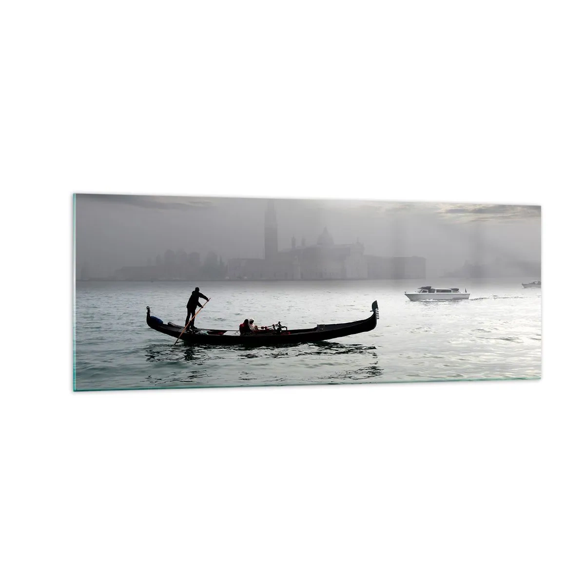 Quadro em vidro - Uma cidade fabulosa feita de água e nevoeiro - 140x50 cm