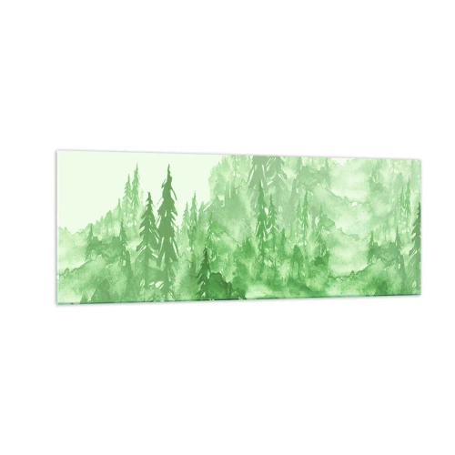 Quadro em vidro - Desfocado pela névoa verde  - 140x50 cm
