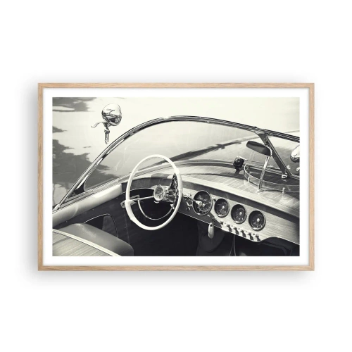 Pôster com moldura de carvalho claro - Tempo para os ricos - 91x61 cm