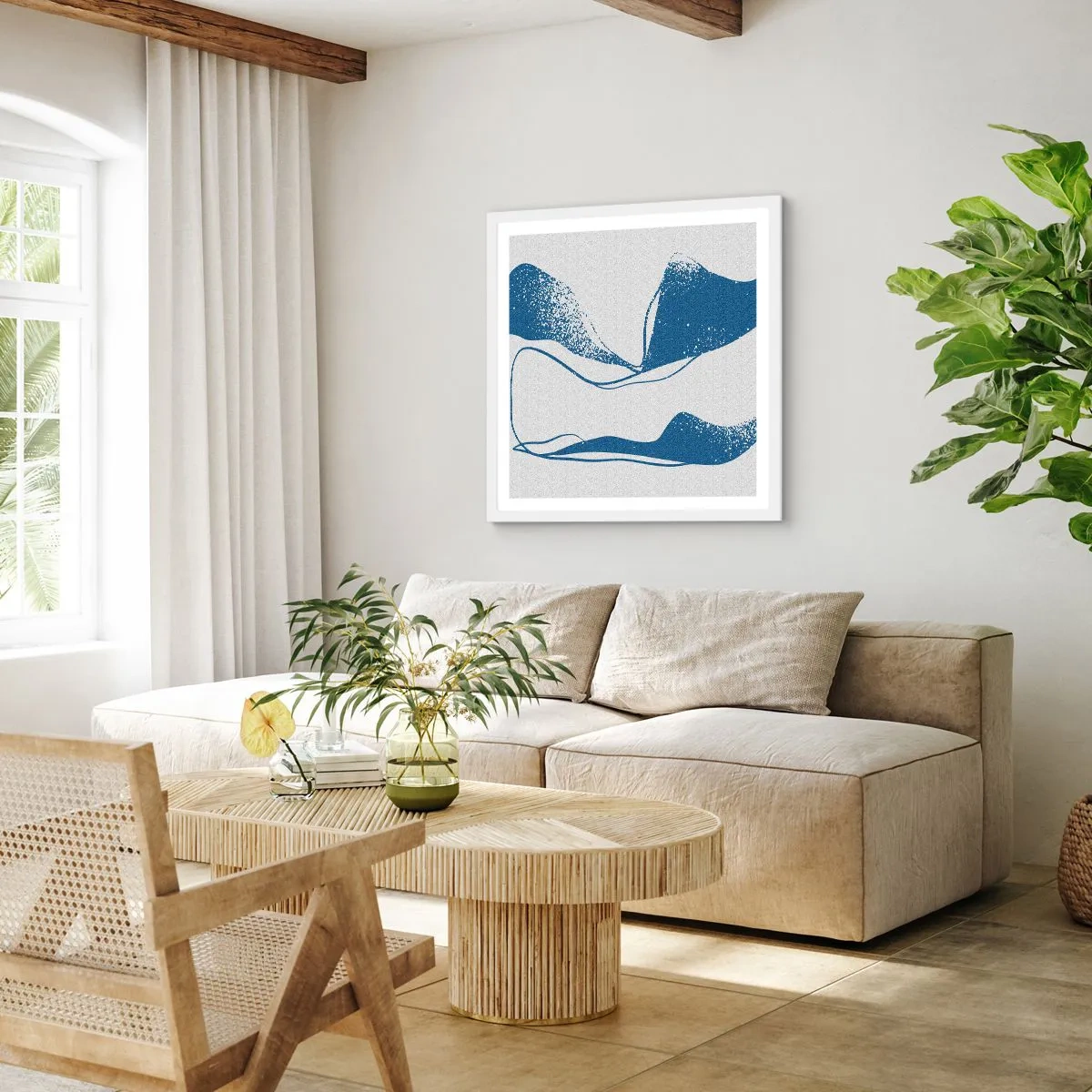 Pôster em moldura branca - Abstração alada - 40x40 cm