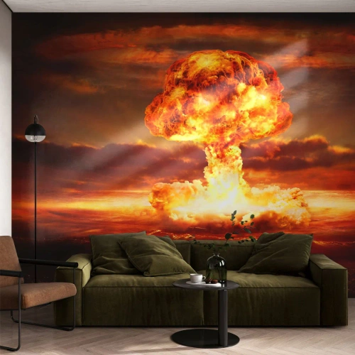 Papel de Parede Premium Canvas - E o fim vai chegar - Bomba atômica, Militares, Gráficos - 250x175 cm
