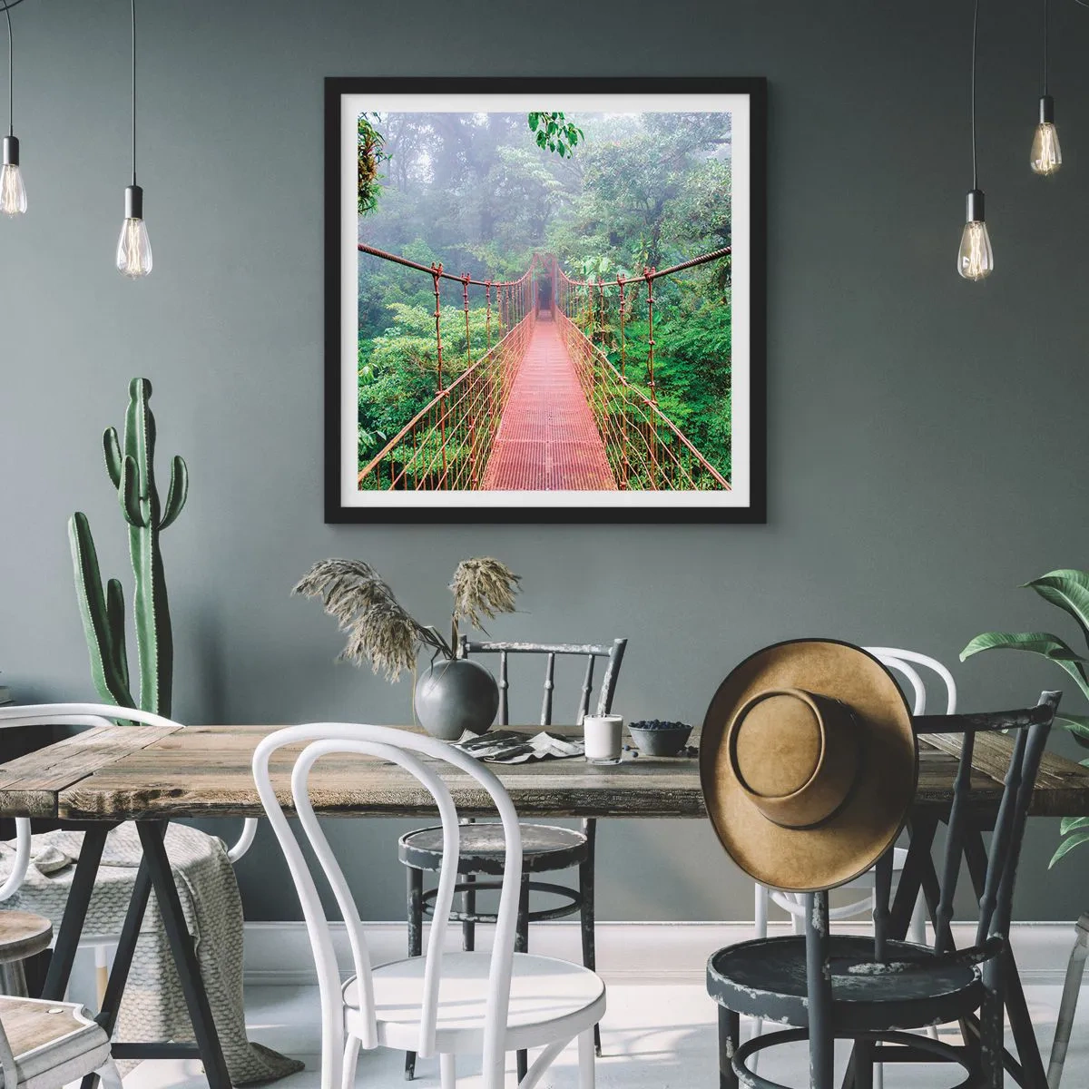 Pôster com moldura preta - Suspenso acima das copas - 40x40 cm