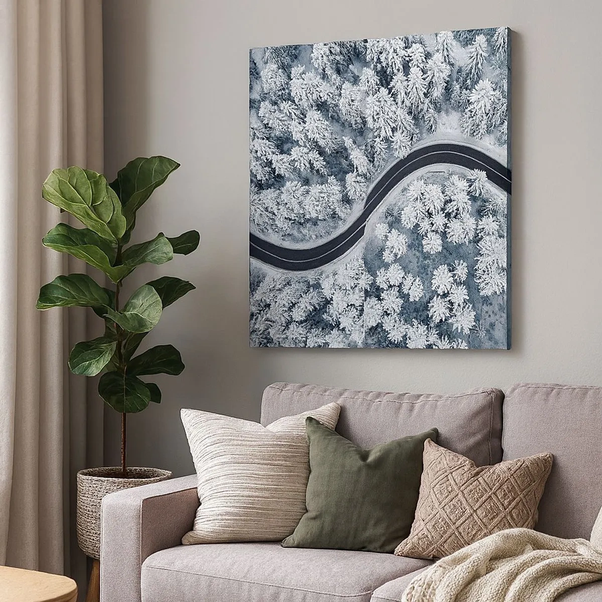 Quadro em tela - Pelaa floresta no inverno - 30x30 cm