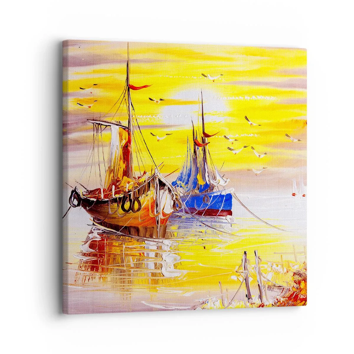 Quadro em tela - Um merecido descanso no porto - 30x30 cm