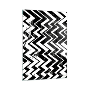 Quadro em vidro - Zig-branco, zag-preto - 50x70 cm