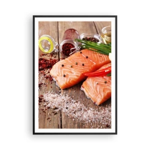 Pôster com moldura preta - Aventura norueguesa na cozinha - 70x100 cm