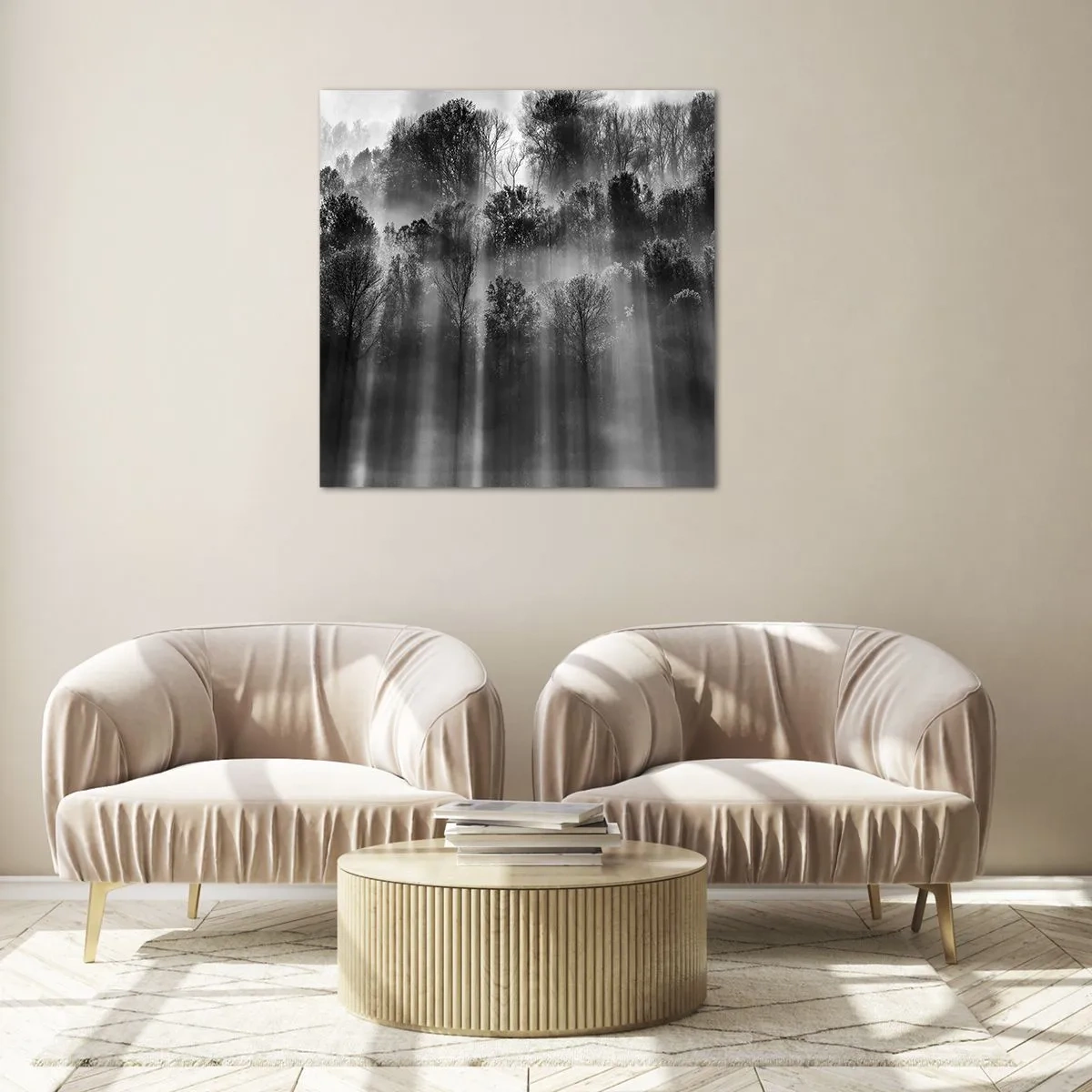 Quadro em vidro - Em correntes de luz - 70x70 cm