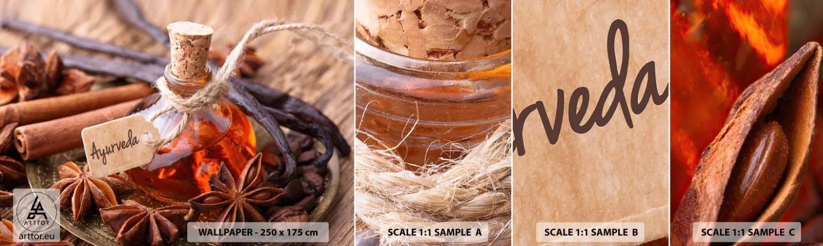 Amostra de Papel de Parede Standard Eco - Rumo à unidade do corpo e do espírito - Canela, Anis, Baunilha - 100x30 cm