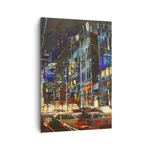 Quadro em tela - O alvoroço da rua à noite - 70x100 cm