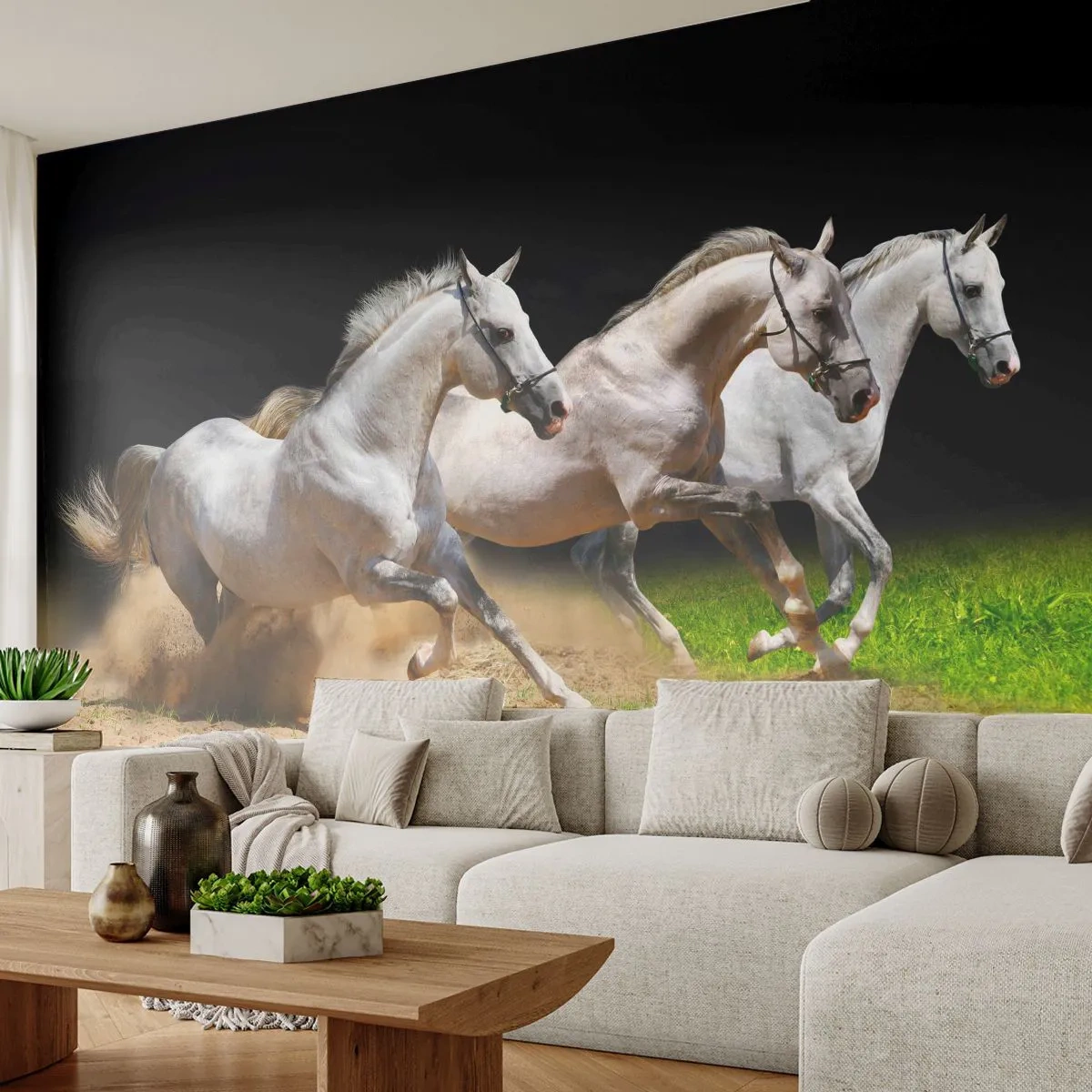 Papel de Parede Autocolante Deluxe Sticker - Três Graças - Cavalos, Animais, Galope - 250x175 cm