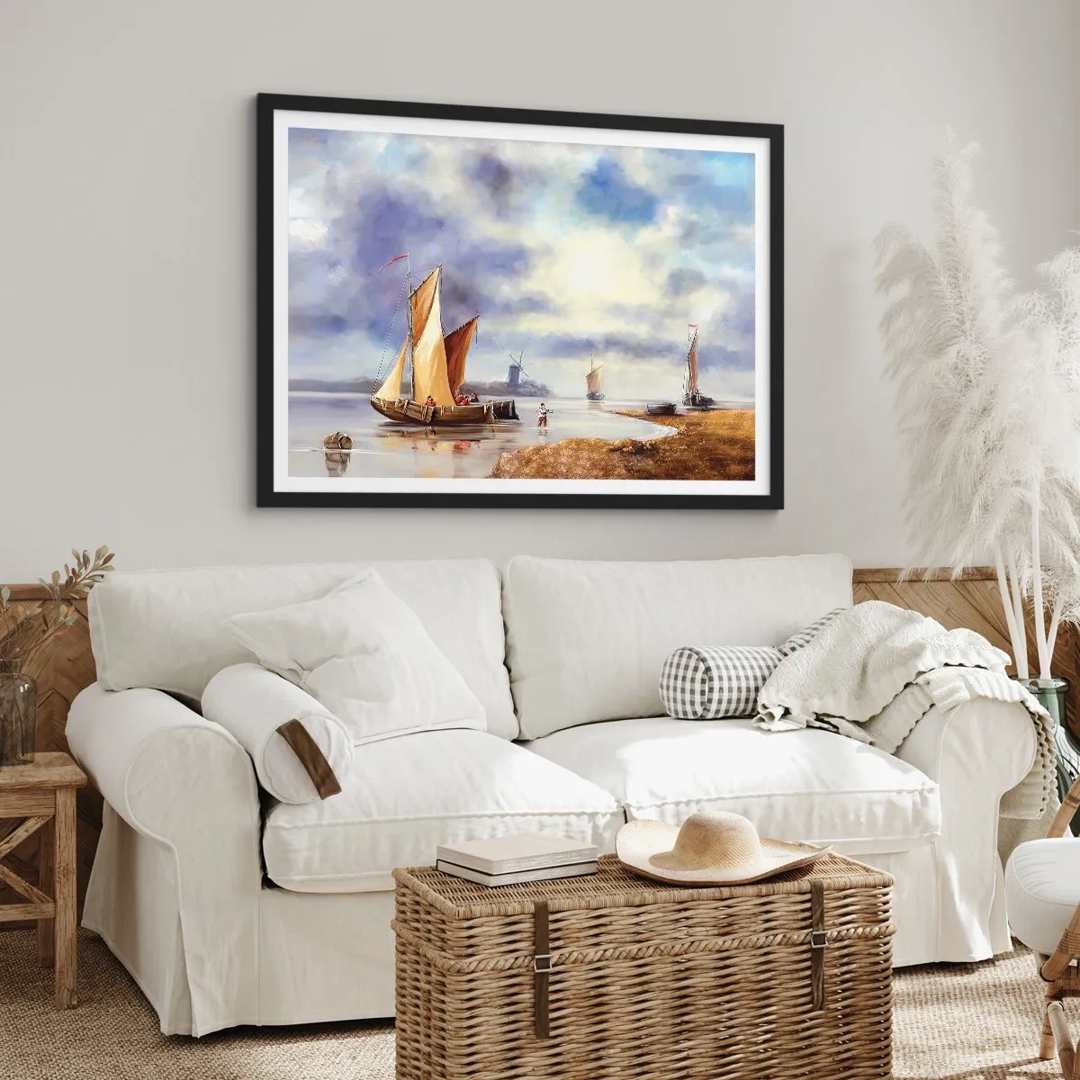 Pôster com moldura preta - O regresso dos marinheiros - 100x70 cm