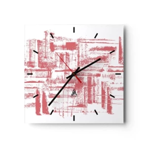 Relógio de parede - Relógio em vidro - Cidade Vermelha - 30x30 cm