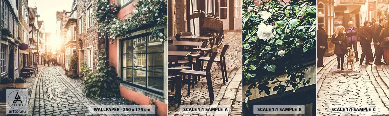 Amostra de Papel de Parede Standard Eco - Beco rosa em brilho rosa - Cidade, Holanda, Arquitetura - 100x30 cm