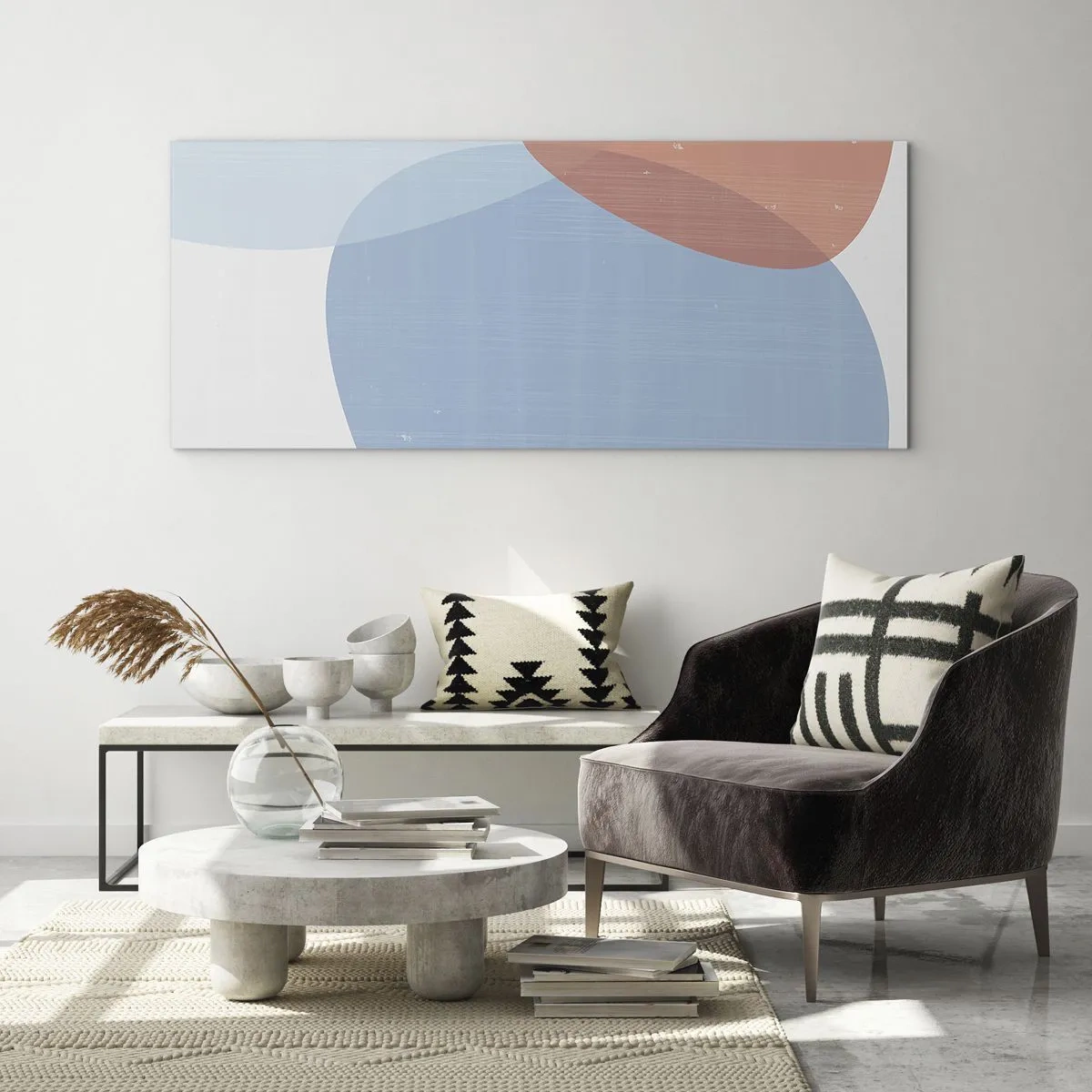 Quadro em vidro - Relacionamentos pastel - 100x40 cm