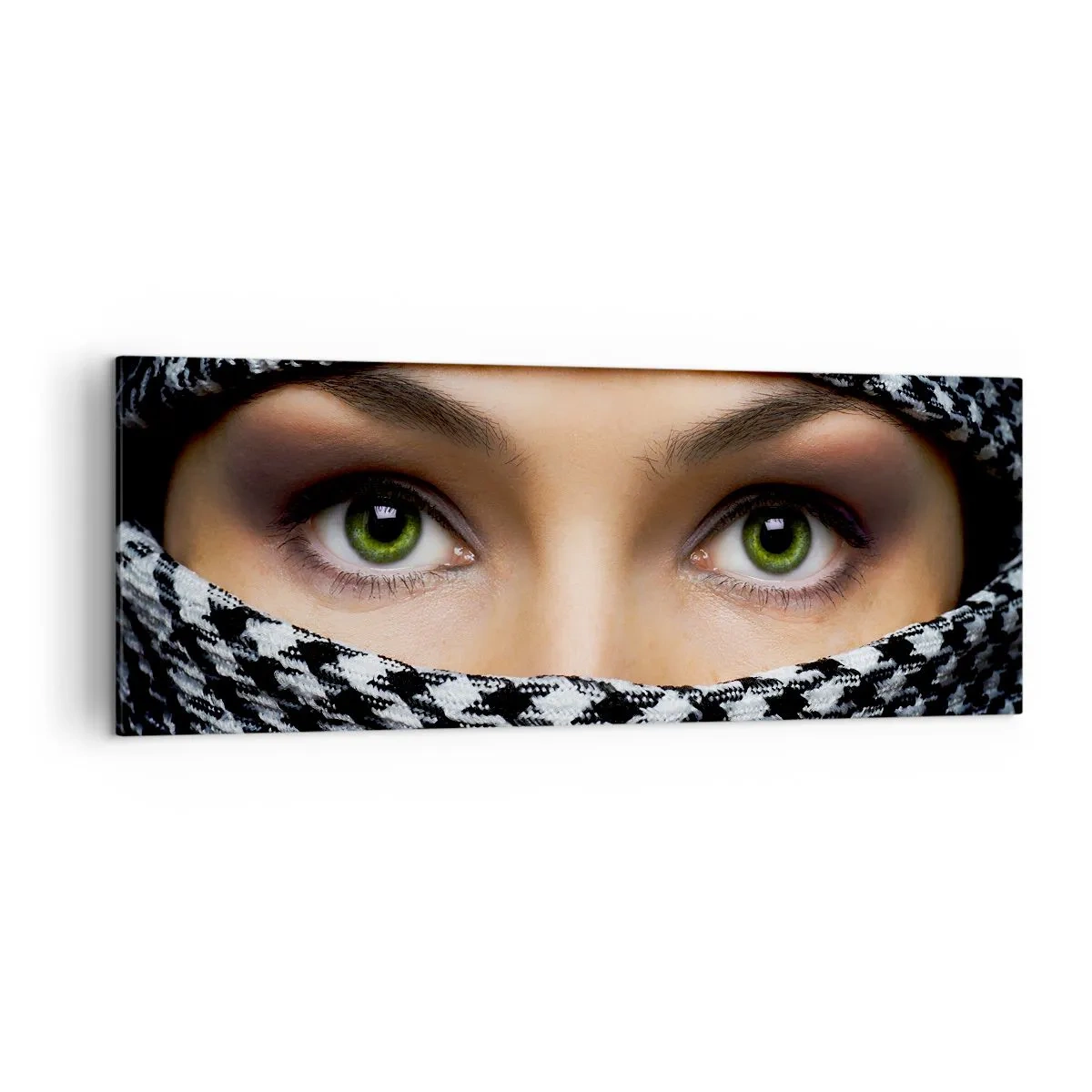 Quadro em tela - Retrato de uma beleza velada de olhos verdes - 140x50 cm