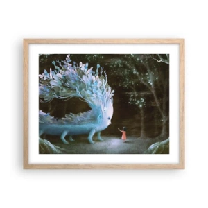 Pôster com moldura de carvalho claro - Encontro fantástico - 50x40 cm