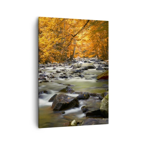 Quadro em tela - Um riacho na floresta dourada - 50x70 cm