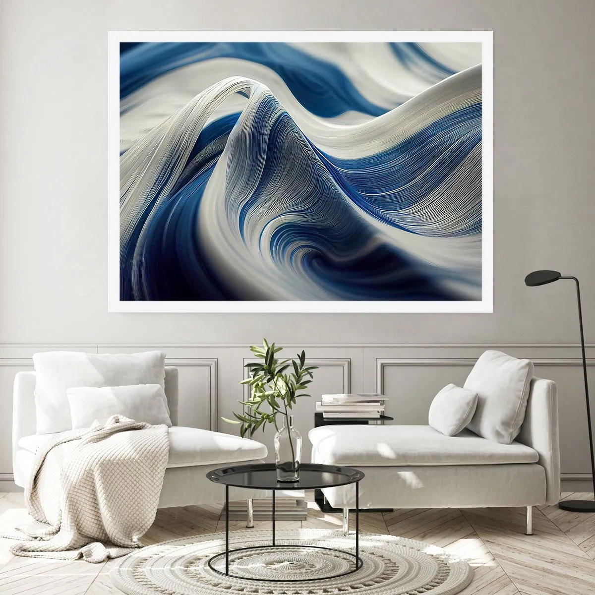 Pôster - A fluidez do azul e do branco - 91x61 cm