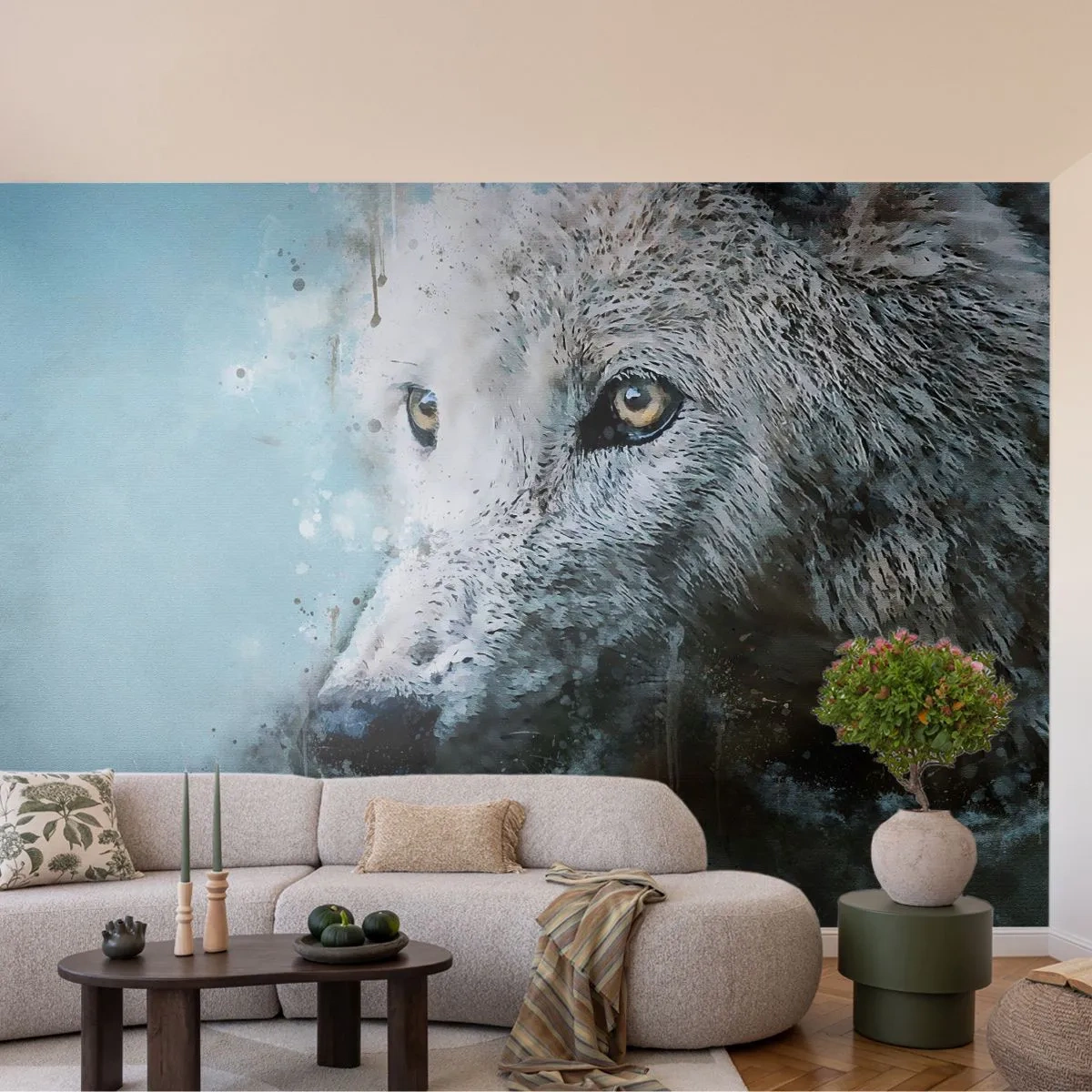 Papel de Parede Premium Canvas - Conheça a alma do lobo - Animais, Lobo, Predador - 250x175 cm