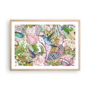 Pôster com moldura de carvalho claro - Emaranhados em trepadeiras - 70x50 cm