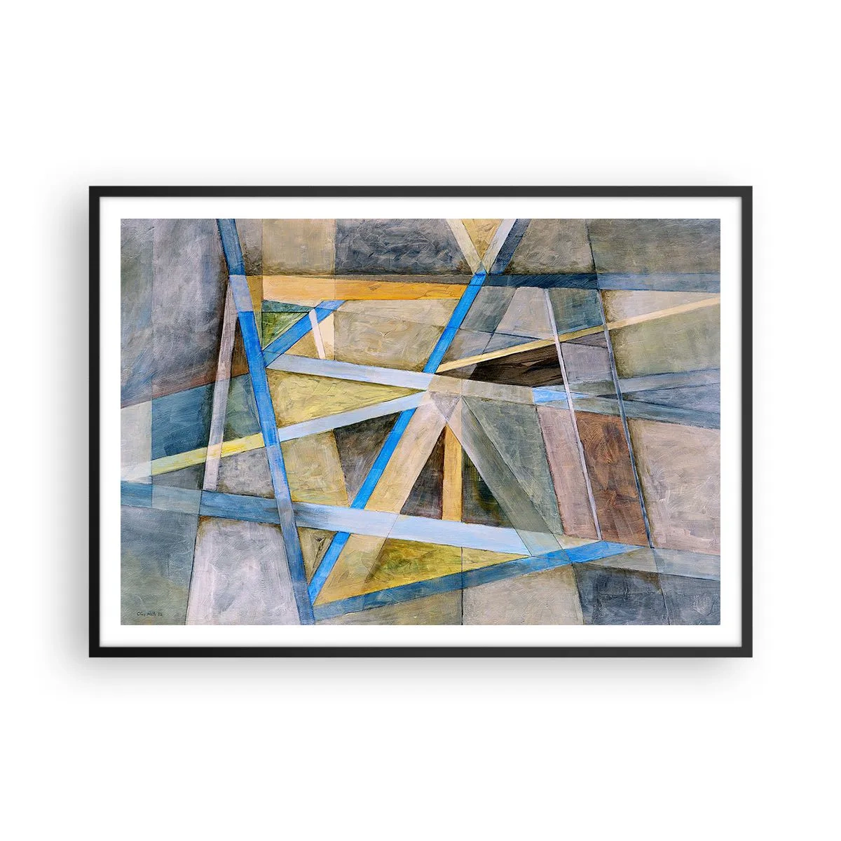Pôster com moldura preta - Em linha reta ou na diagonal? - 100x70 cm