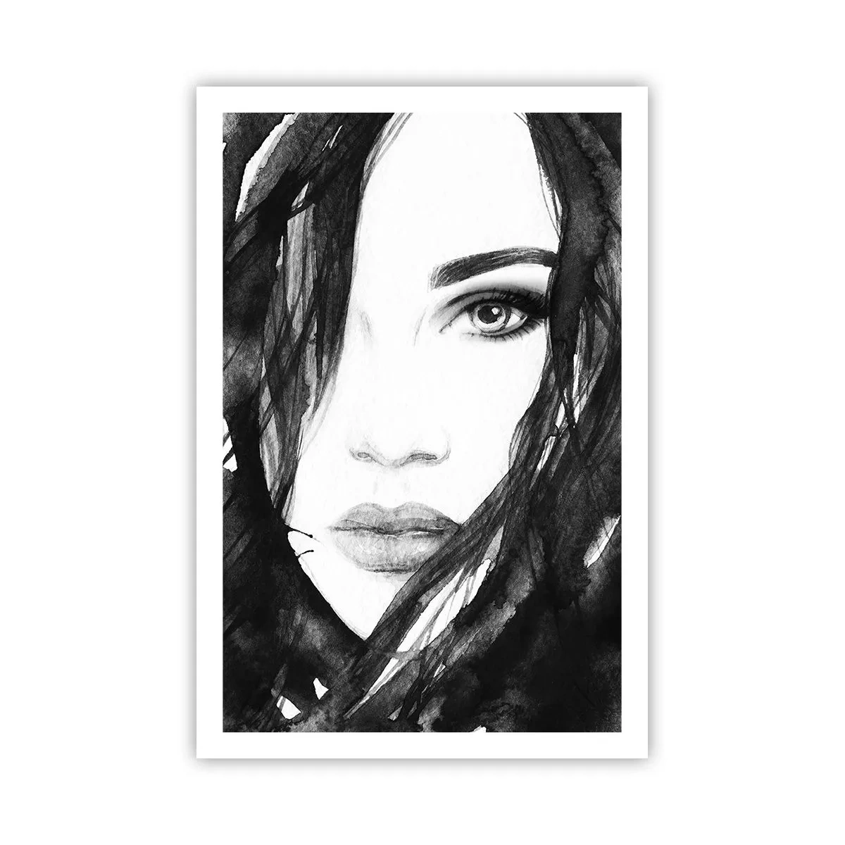 Pôster - Retrato de uma dama a preto e branco - 61x91 cm