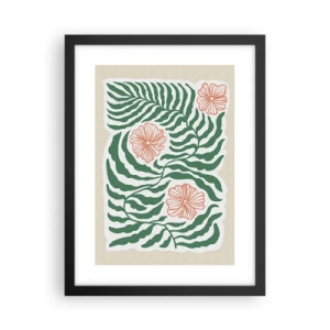 Pôster com moldura preta - Florescendo em verde - 30x40 cm