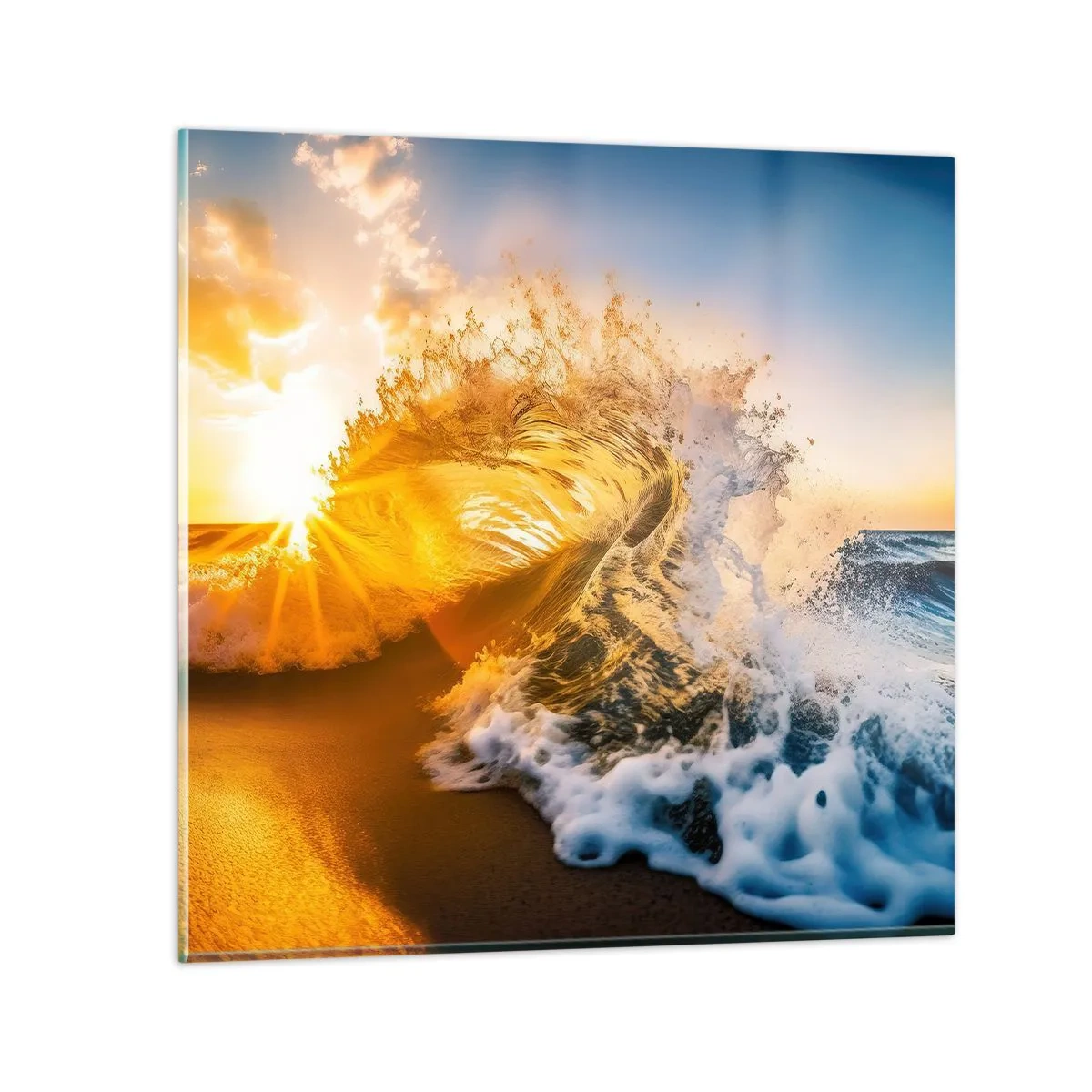 Quadro em vidro - Diversão na areia - 40x40 cm