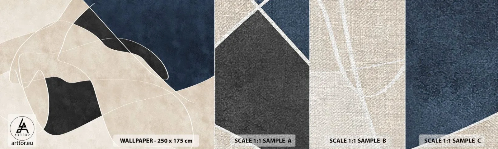 Amostra de papel de parede Premium Canvas - Composição abstrata – contraste de cores - Moderno, Abstração, Pedaço - 100x30 cm