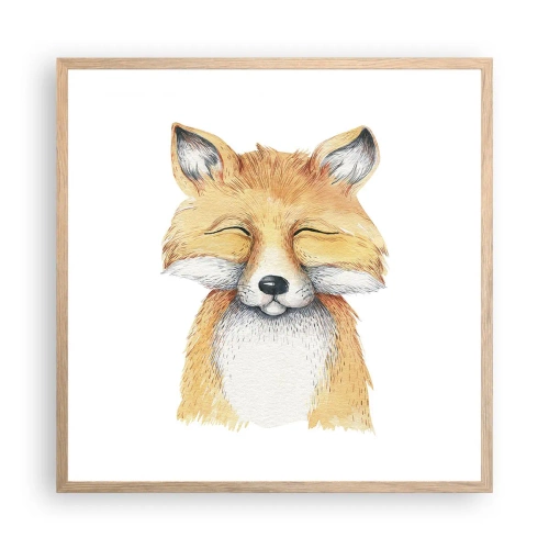 Pôster com moldura de carvalho claro - Humor de raposa - 60x60 cm