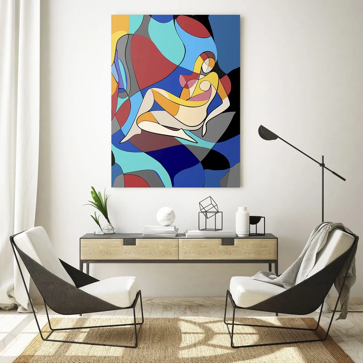 Quadro em vidro - Acto cubista - 70x100 cm