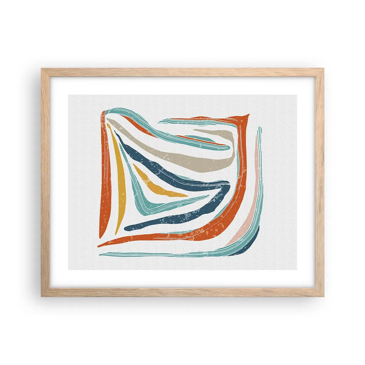 Pôster com moldura de carvalho claro - Abstração com um sorriso amigável - 50x40 cm