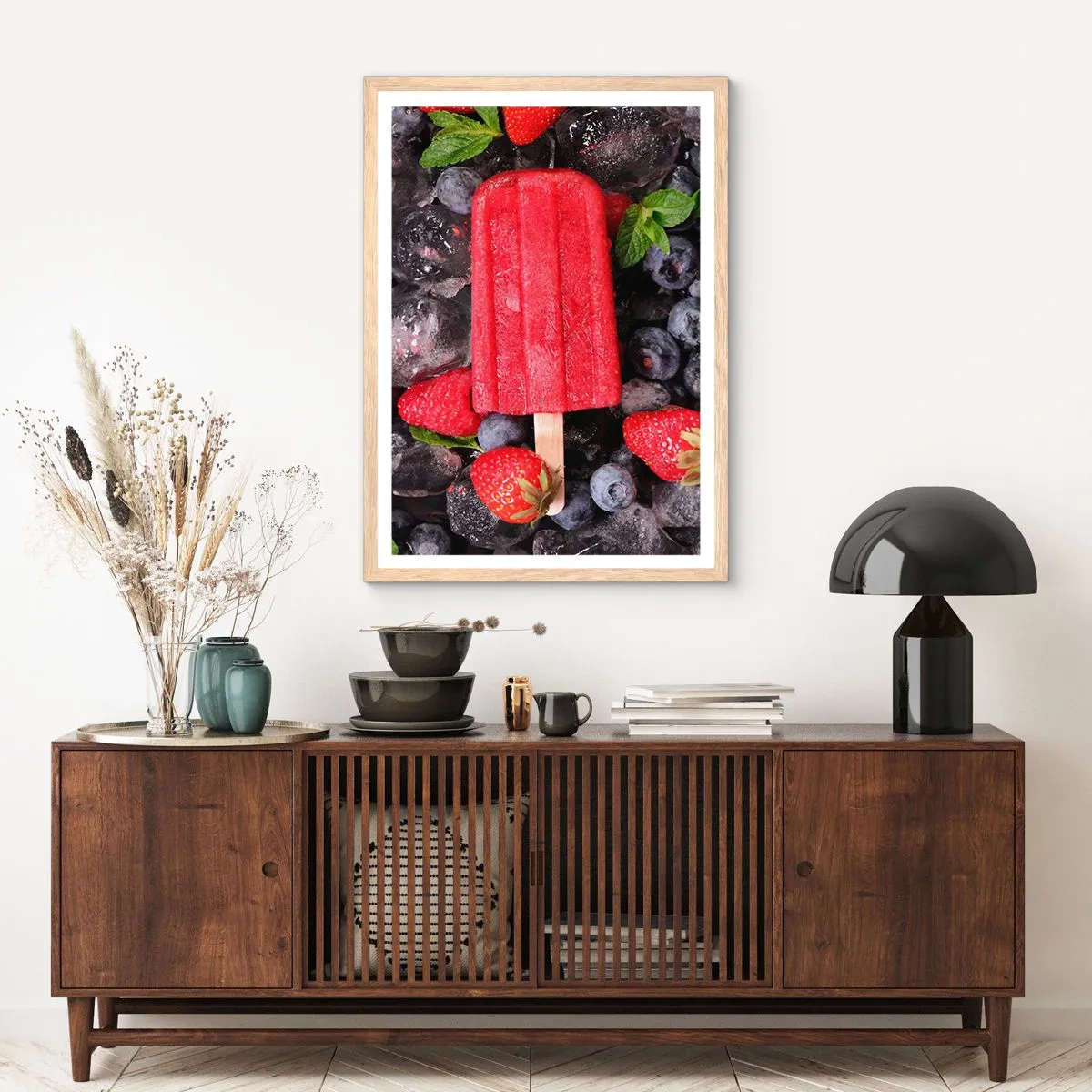 Pôster com moldura de carvalho claro - O sabor de um verão quente - 70x100 cm