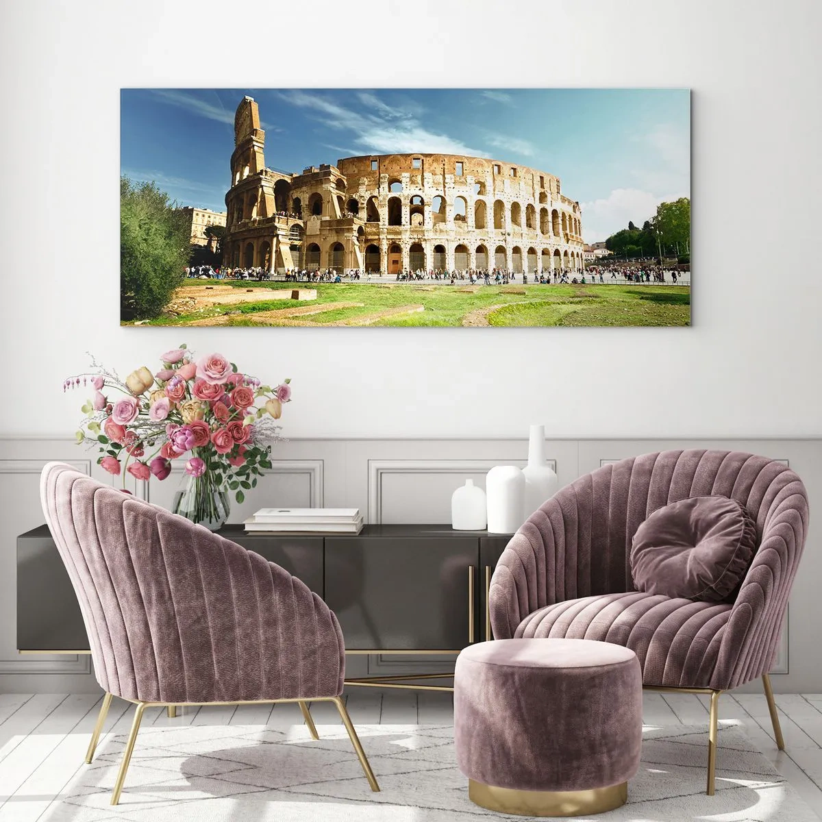 Quadro em vidro - Ainda pode-se ouvir o barulho das armas - 90x30 cm