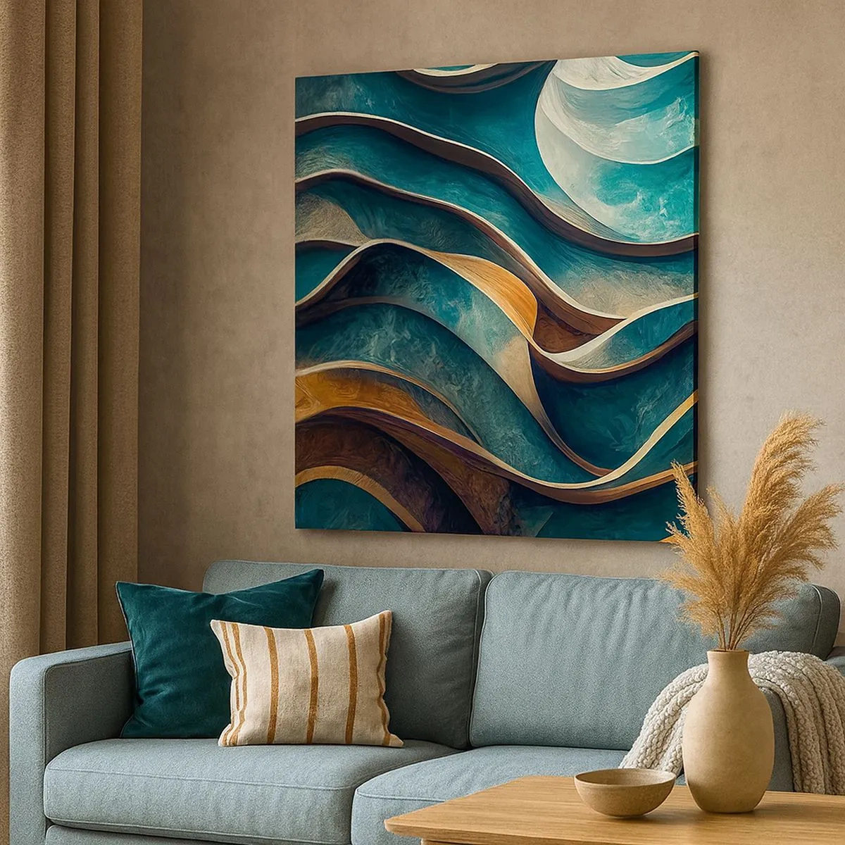 Quadro em tela - Meandros de azul - 30x30 cm