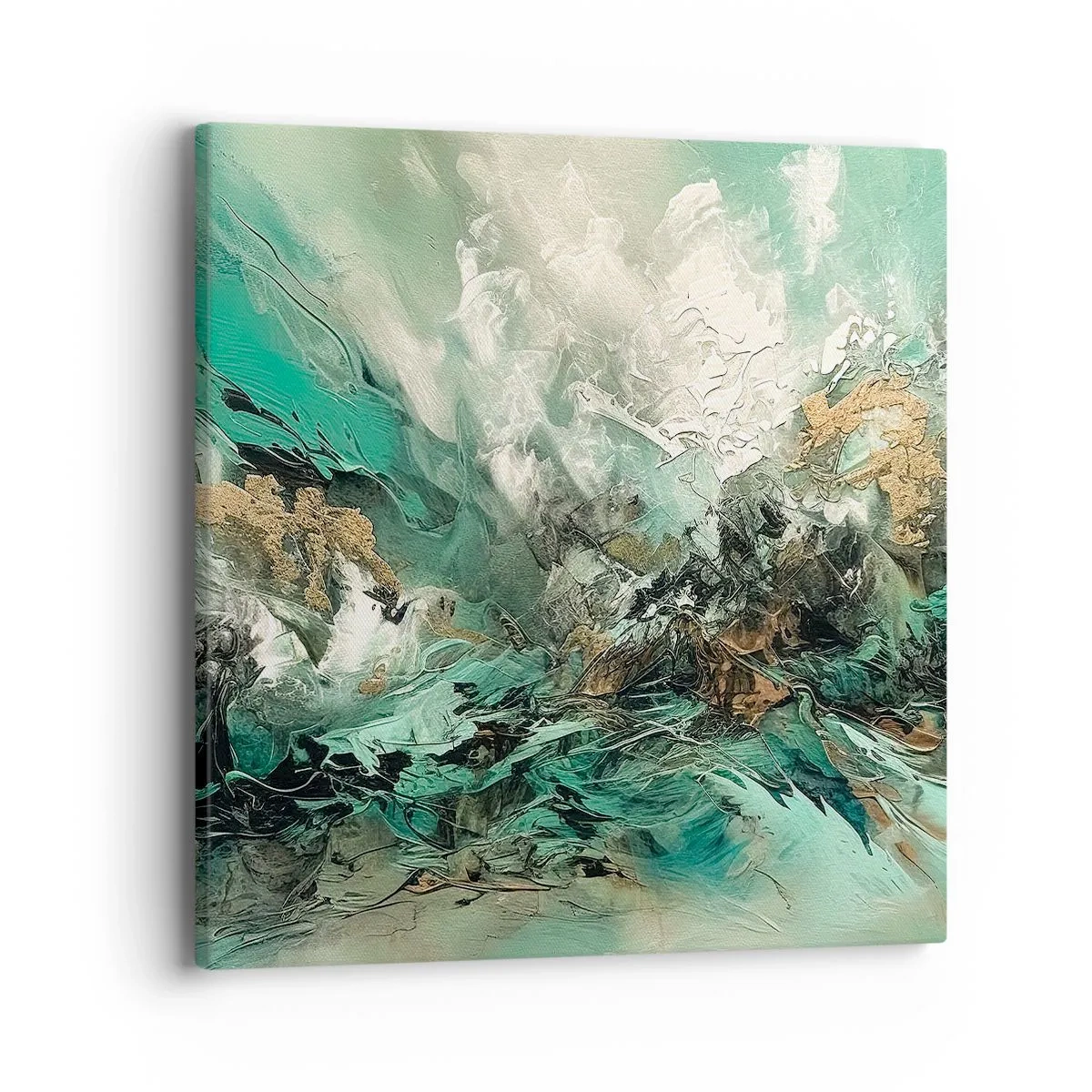 Quadro em tela - Surf esmeralda e preto - 40x40 cm