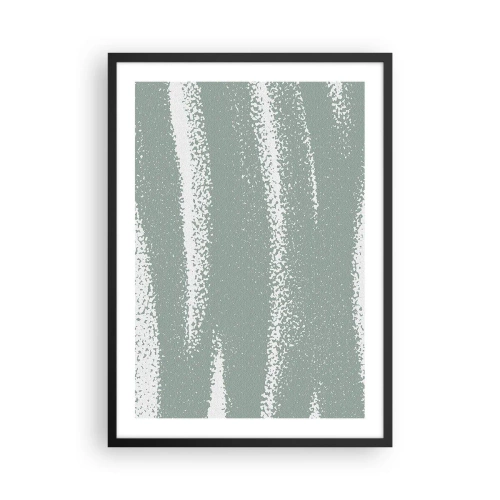 Pôster com moldura preta - Uma composição minimalista em tons de verde e branco - 50x70cm - Abstração em um clima de inverno - Decoração de parede moderna para a sala de estar e quarto ARTTOR