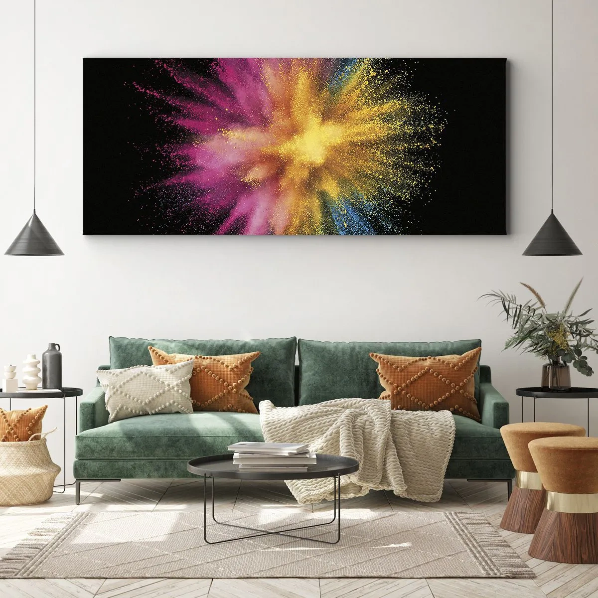 Quadro em tela - O nascimento das cores  - 100x40 cm