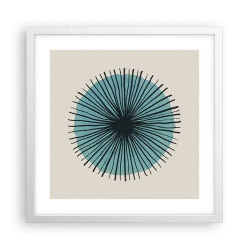 Pôster em moldura branca - Radiante sobre o azul - 40x40 cm