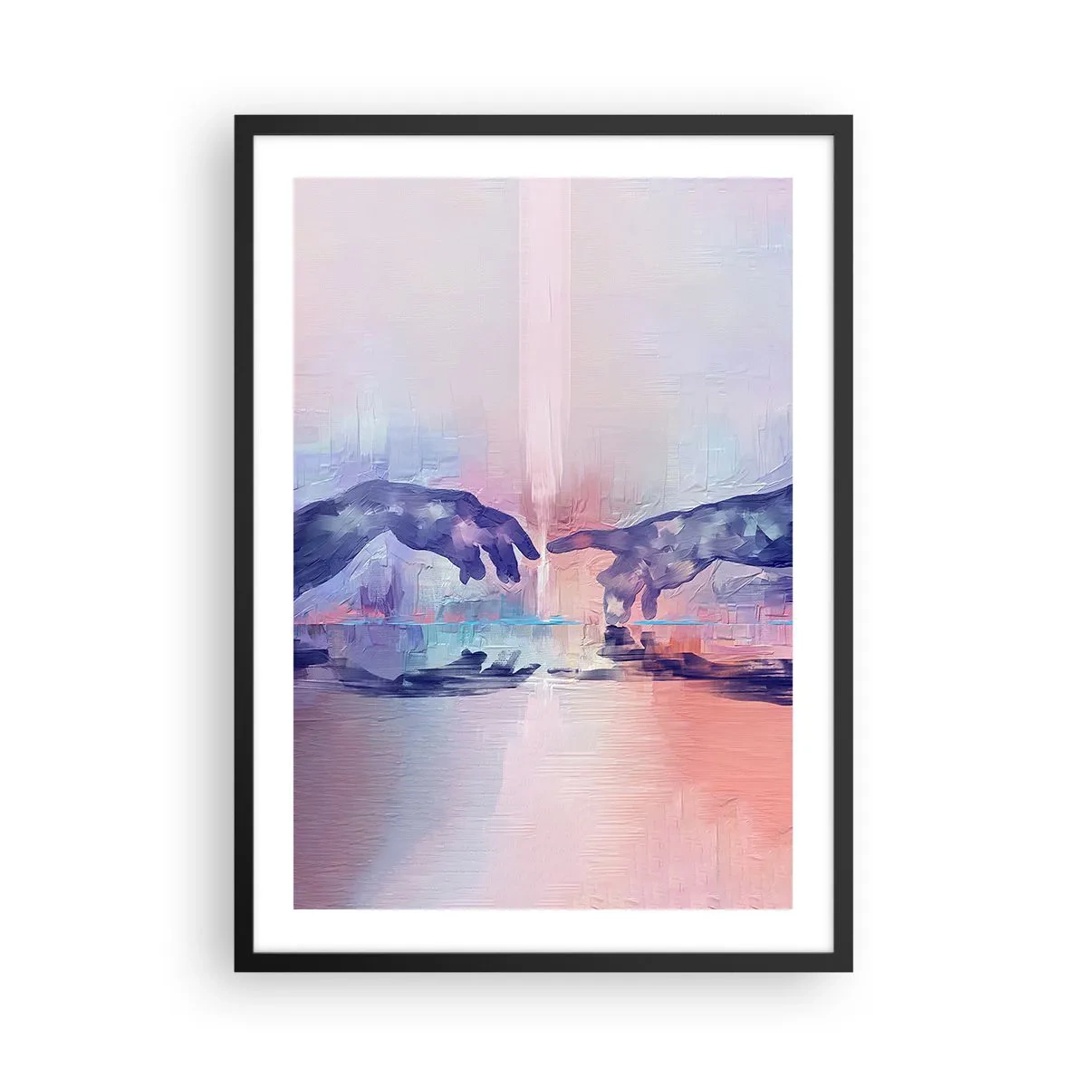 Pôster com moldura preta - Mãos abstratas em cores pastel - 50x70cm - Faísca divina da vida - Decoração de parede moderna para a sala de estar e quarto ARTTOR