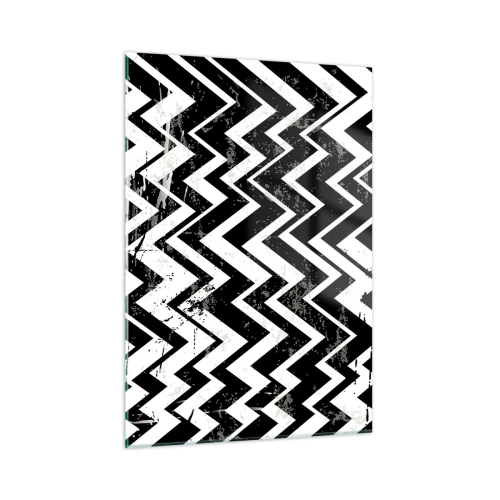 Quadro em vidro - Zig-branco, zag-preto - 50x70 cm