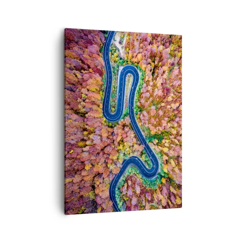 Quadro em tela - Estrada sinuosa pela floresta - 50x70 cm