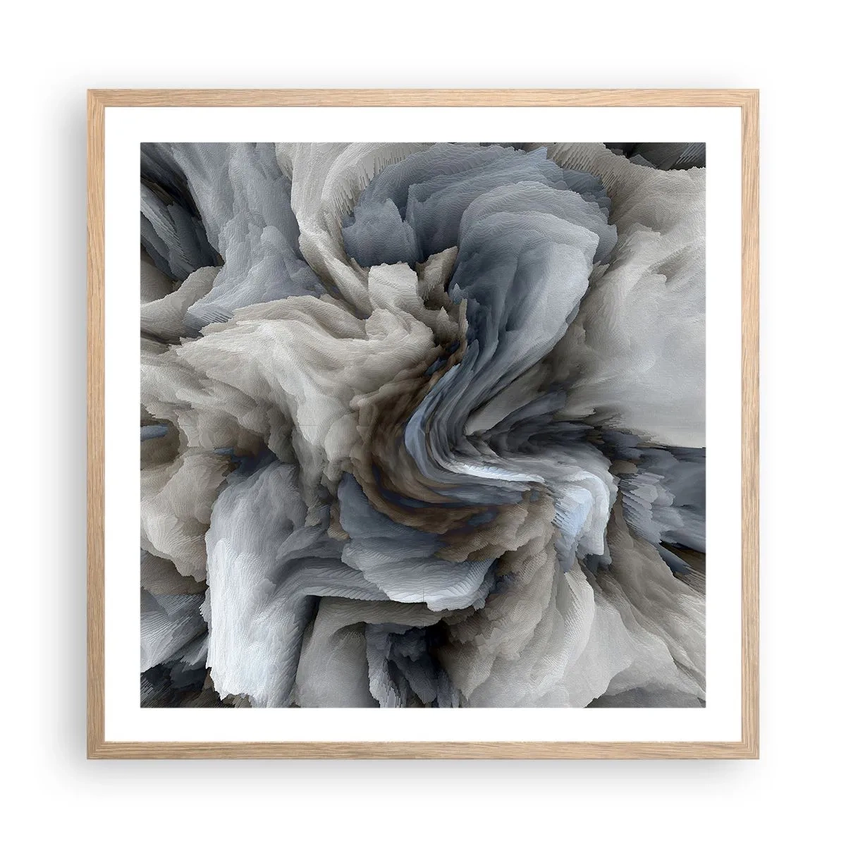 Pôster com moldura de carvalho claro - Pedra e flor - 60x60 cm
