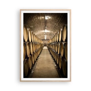 Pôster com moldura de carvalho claro - Em um porão de tijolos - 70x100 cm