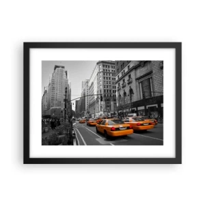 Pôster com moldura preta - Sol da cidade grande - 40x30 cm