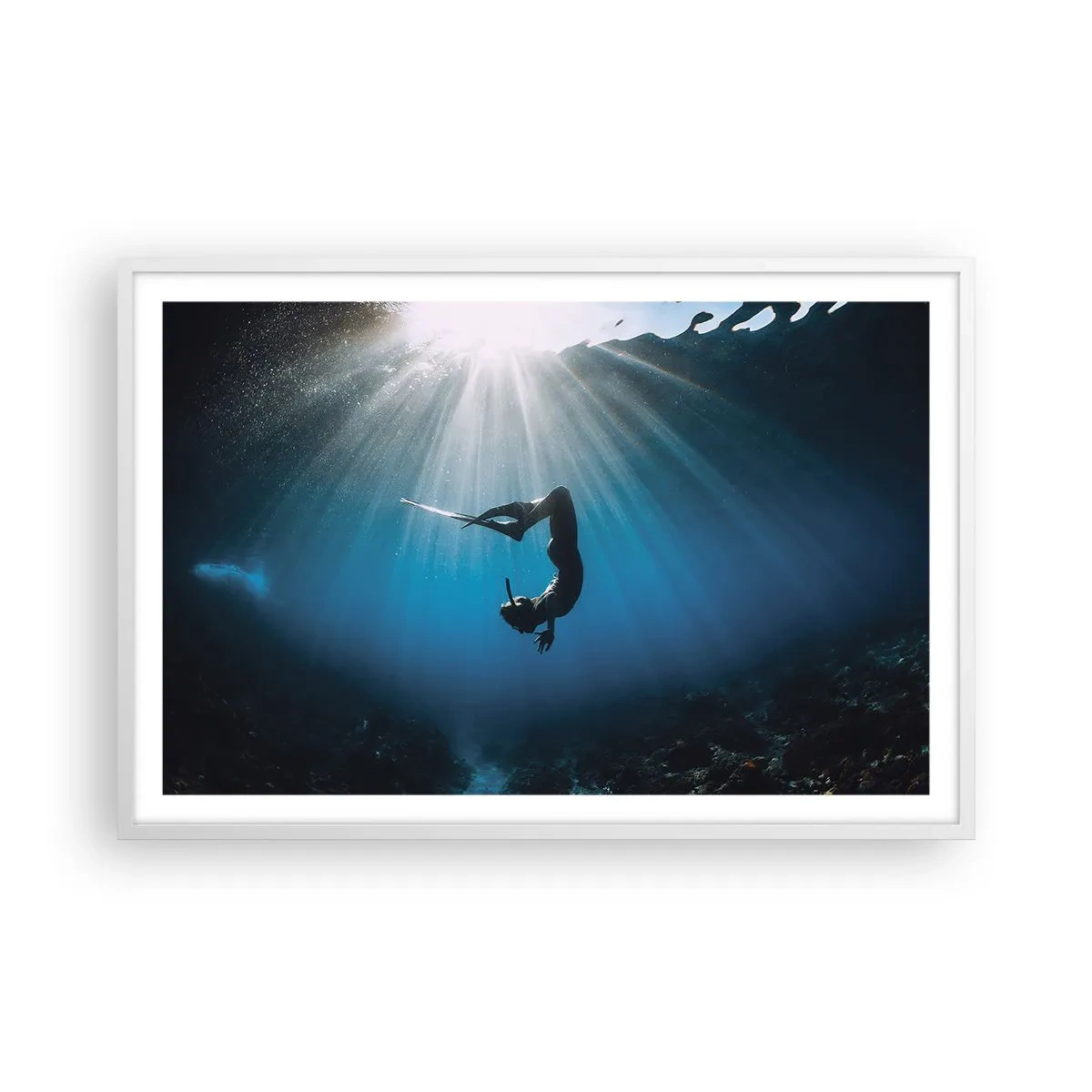 Pôster em moldura branca - Dança subaquática - 91x61 cm
